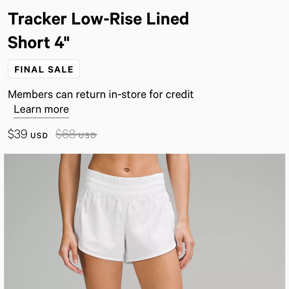 Lululemon tracker short 4” lined NWT size 12